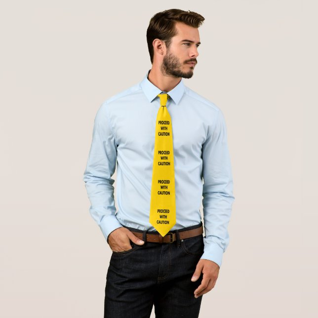 Proceed With Caution Road Sign  Neck Tie (In Situ)