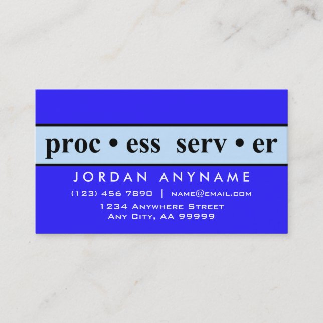 Process Server Blue Stripe Business Card (Front)