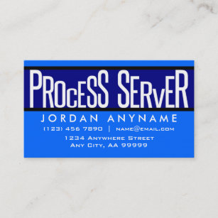 Process Server Funky Text Blue Business Card