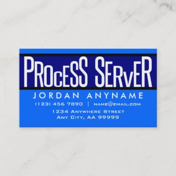 Process Server Funky Text Blue Business Card by businessCardsRUs at Zazzle