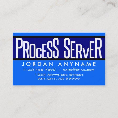 Process Server Funky Text Blue Business Card