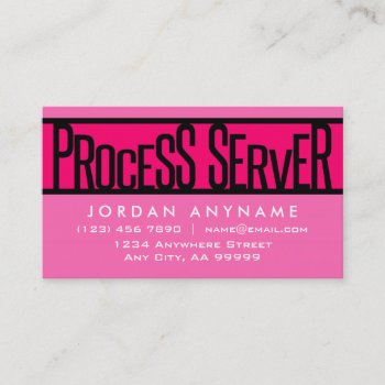 Process Server Hot Pink Business Card by businessCardsRUs at Zazzle