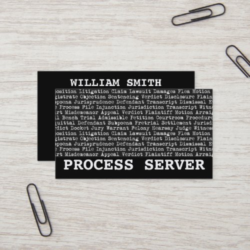 Process Server Legal Terminology Business Card