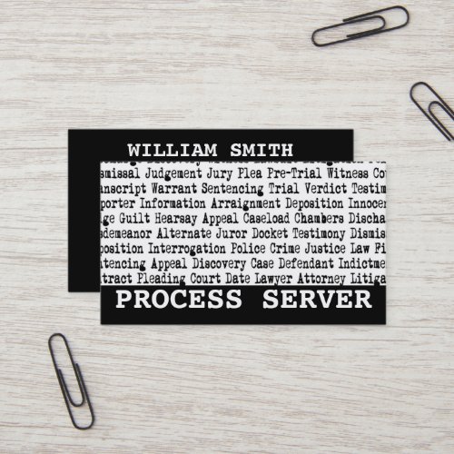 Process Server Legal Terminology Business Card