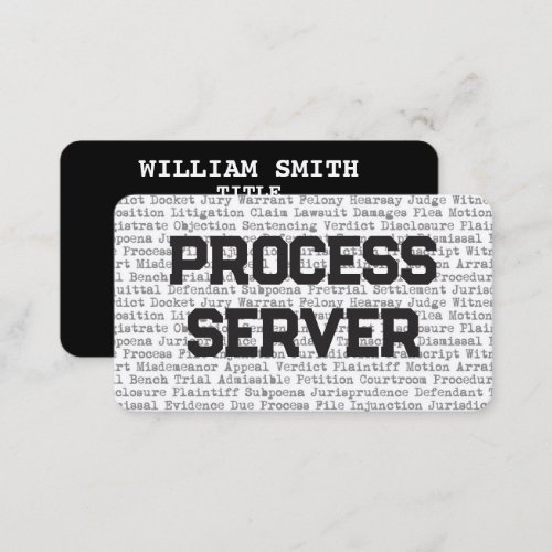 Process Server Legal Words Business Card