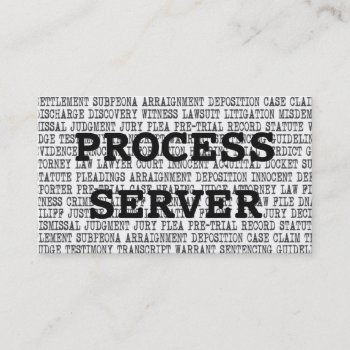 Process Server Legal Words Business Card by businessCardsRUs at Zazzle