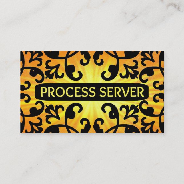 Process Server Sunshine Damask Business Card (Front)