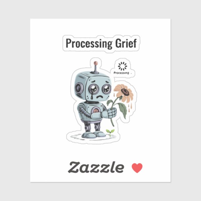  Processing Grief Cute Sad Robot - Emotional AI  Sticker (Sheet)