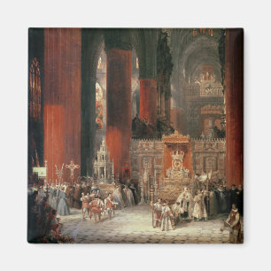 Procession in Seville Cathedral, 1833 (oil on canv Magnet