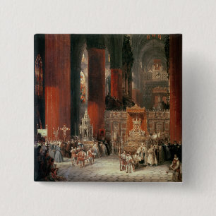 Procession in Seville Cathedral, 1833 (oil on canv Pinback Button