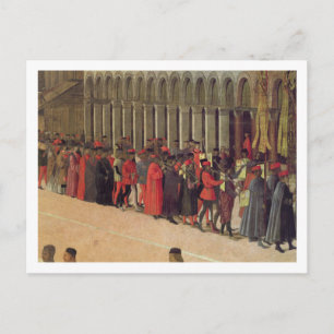 Procession in St. Mark's Square, detail of musicia Postcard