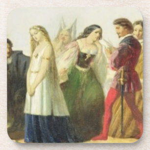 Procession of characters from Shakespeare (oil on Drink Coaster