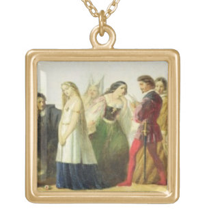 Procession of characters from Shakespeare (oil on Gold Plated Necklace