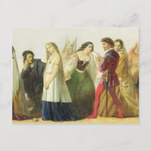 Procession of characters from Shakespeare (oil on Postcard