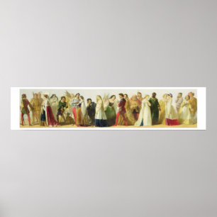 Procession of characters from Shakespeare (oil on Poster