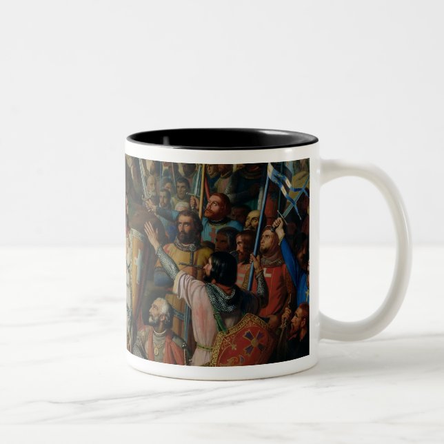 Procession of Crusaders around Jerusalem Two-Tone Coffee Mug (Right)