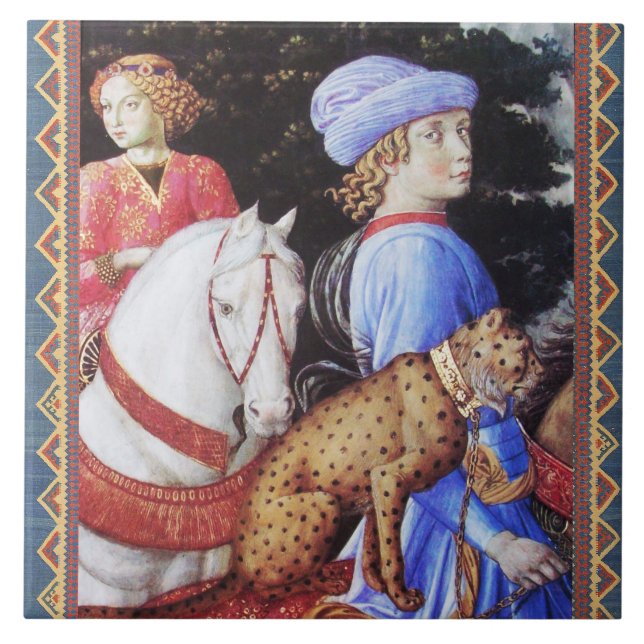 Procession of Magus Melchior,Horse Riders,Wild Cat Ceramic Tile (Front)