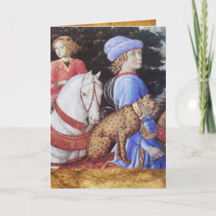 Procession of Magus Melchior,Horse Riders,Wild Cat Holiday Card
