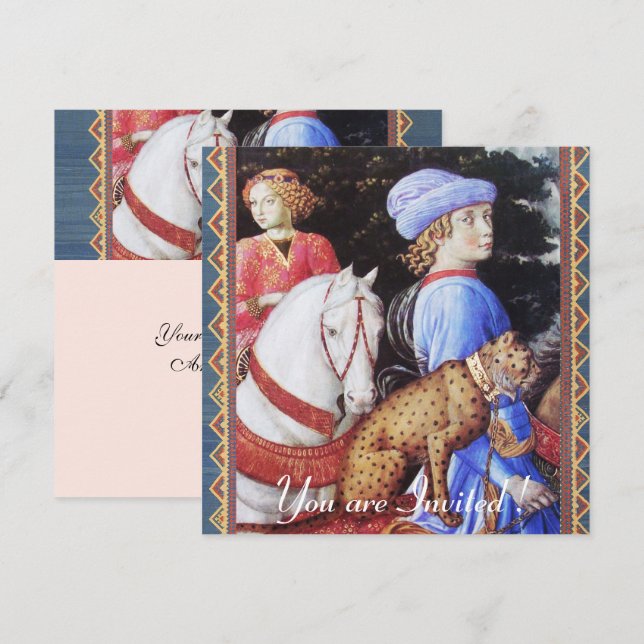 Procession of Magus Melchior,Horse Riders,Wild Cat Invitation (Front/Back)