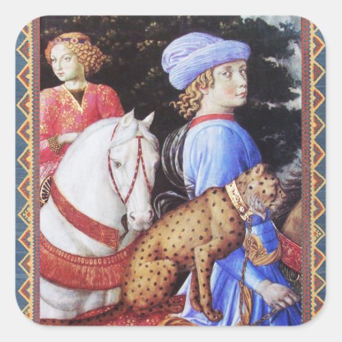 Procession of Magus MelchiorHorse RidersWild Cat Square Sticker