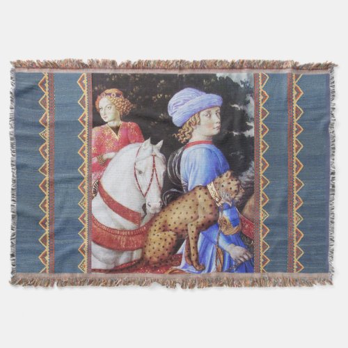 Procession of Magus MelchiorHorse RidersWild Cat Throw Blanket