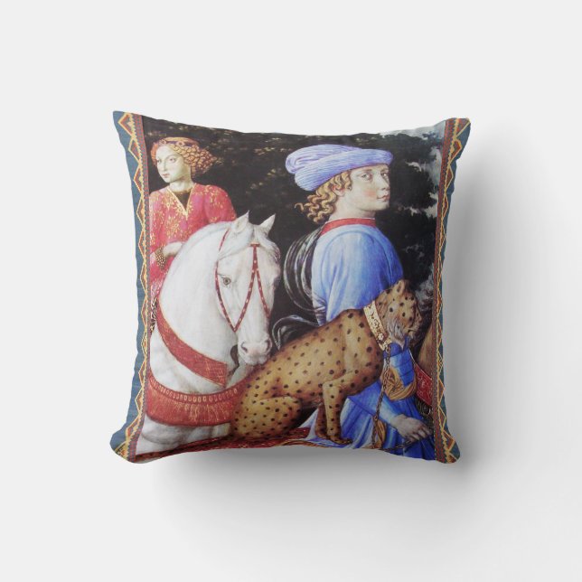 Procession of Magus Melchior,Horse Riders,Wild Cat Throw Pillow (Front)