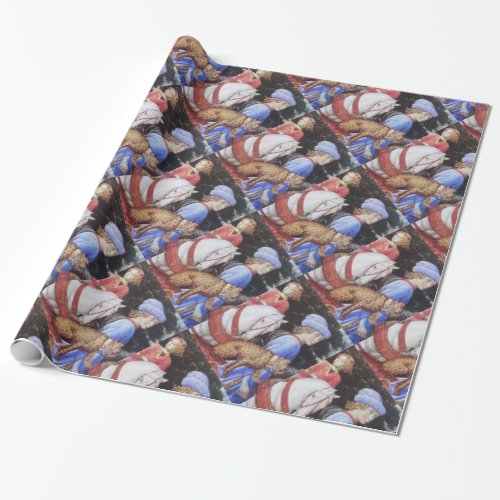 Procession of Magus MelchiorHorse RidersWild Cat Wrapping Paper