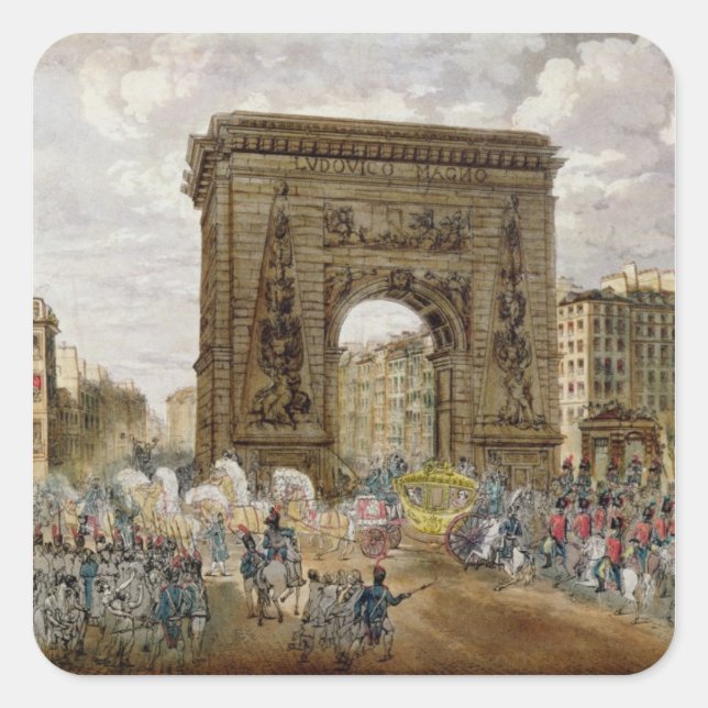 Procession of Pope Pius VII  in Paris Square Sticker (Front)