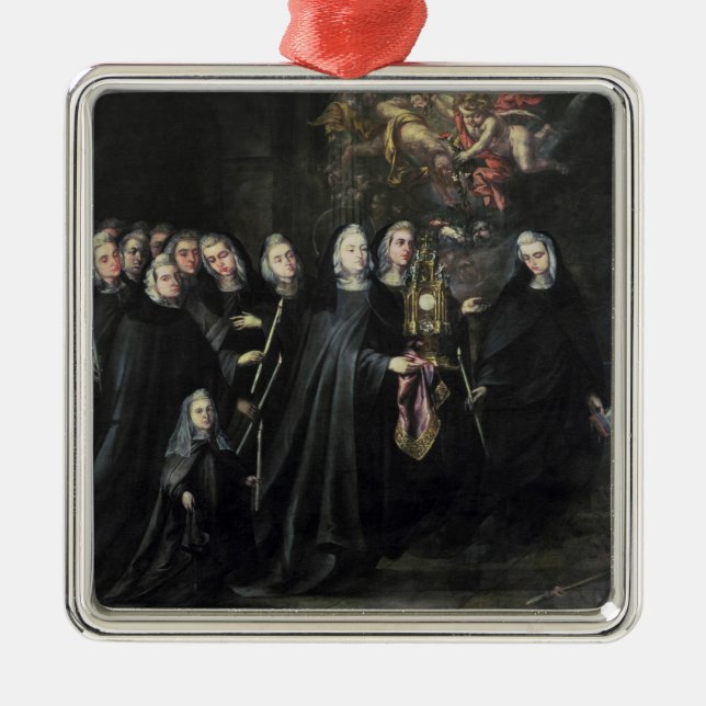 Procession of St. Clare with the Eucharist Metal Ornament (Front)
