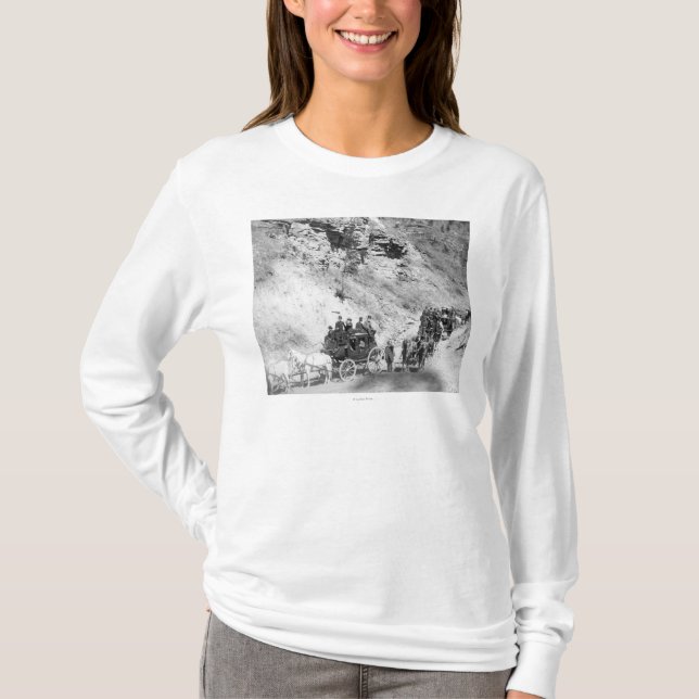 Procession of Stagecoaches Coming down Mountain T-Shirt (Front)