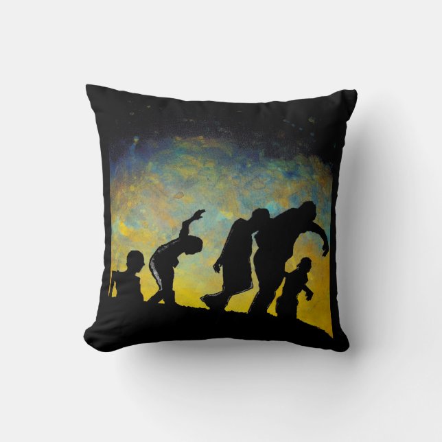 Procession to Breakfast Zombie Silhouette Pillow (Front)
