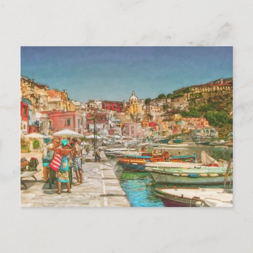 Procida Island Italy Canvas Print Postcard