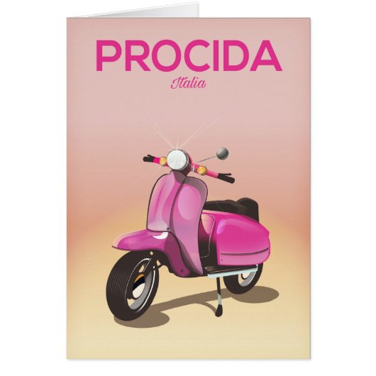 Procida Italy scooter vacation poster Cards (Front)