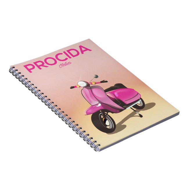Procida Italy scooter vacation poster Notebook (Right Side)
