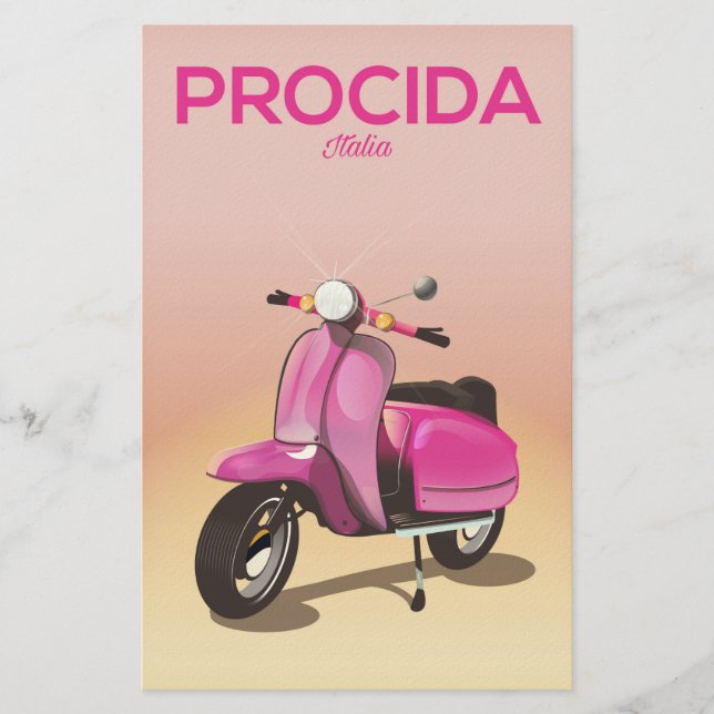 Procida Italy scooter vacation poster Stationery (Front)