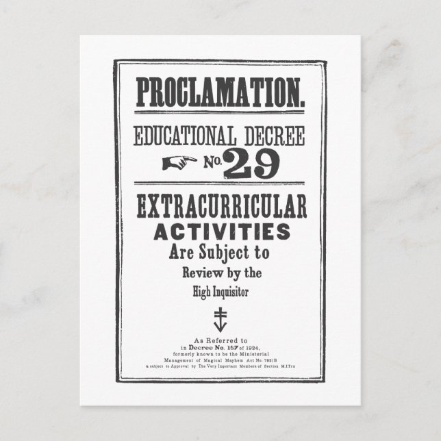 Proclamation 29 postcard (Front)