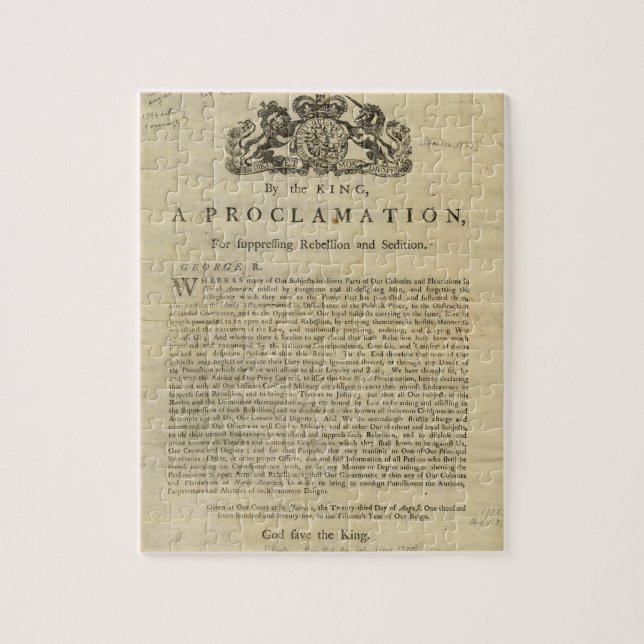 Proclamation by the King for Suppressing Rebellion Jigsaw Puzzle (Vertical)