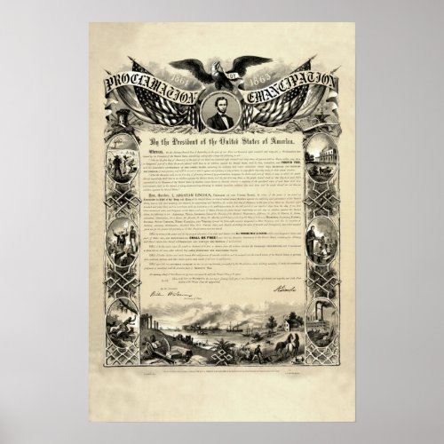 Proclamation of Emancipation by Abraham Lincoln Poster