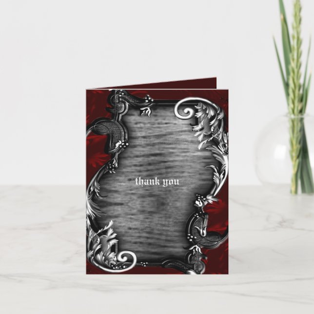 Proclamation Vampire Gothic Wedding Letterpress Thank You Card (Front)
