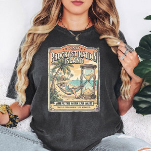 Procrastination Island Retro Beach Humor T-Shirt
