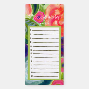 Procrastination List: Floral Magnetic Notepad