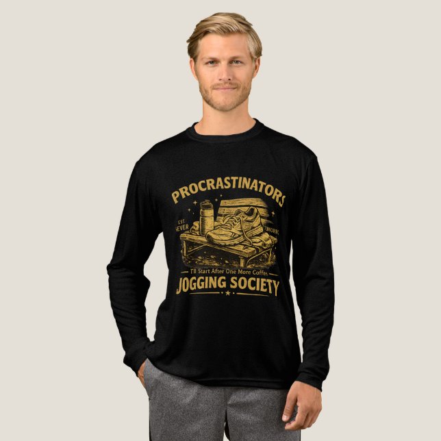 Procrastinators Jogging Society Funny Running Tee (Full Front)