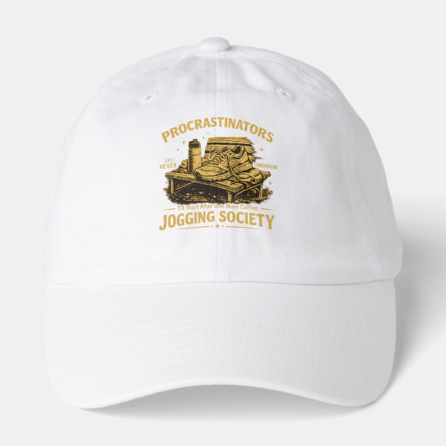 Procrastinators Jogging Society Funny Running Tee Hat (Front)