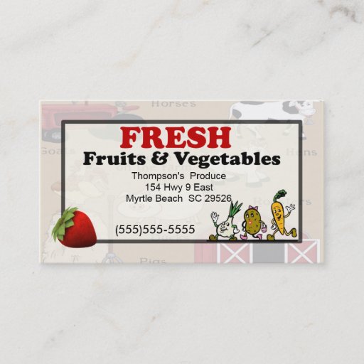 Customizable Produce Business Card