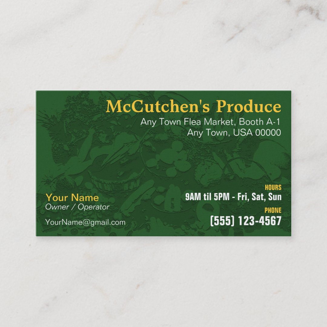 Produce Business Card Zazzle