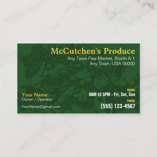 Customizable Produce Business Card