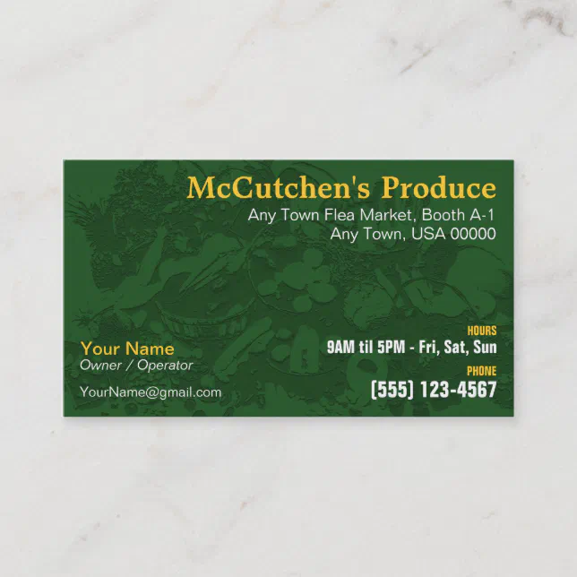Produce Business Card Zazzle