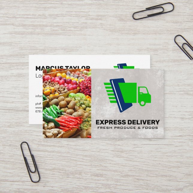 Produce | Express Delivery Service Business Card (Front/Back In Situ)