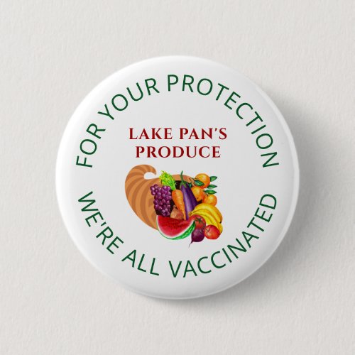 Produce Farmers Market Vaccinated Cornucopia Logo Button