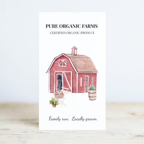 Produce Farming Farm Barn Watercolor  Business Card